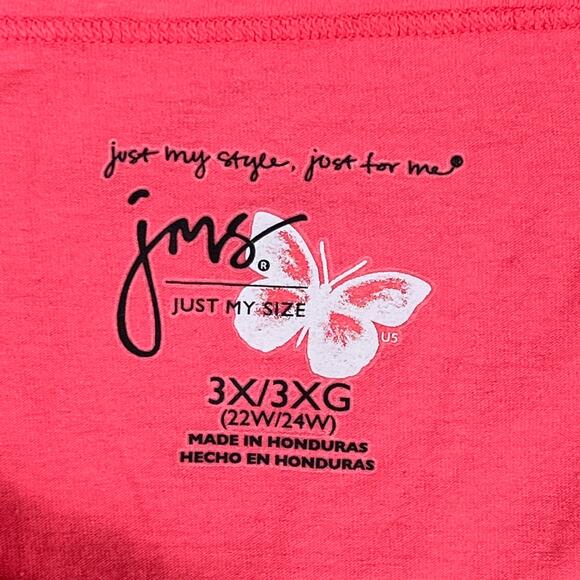 Just My Size Short Sleeve V-Neck Tee Shirt in Salmon Size 3X (22-24W) - Picture 3 of 12